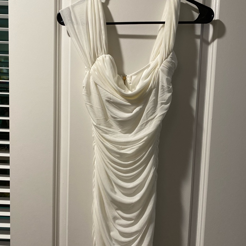 White off the shoulder tight dress